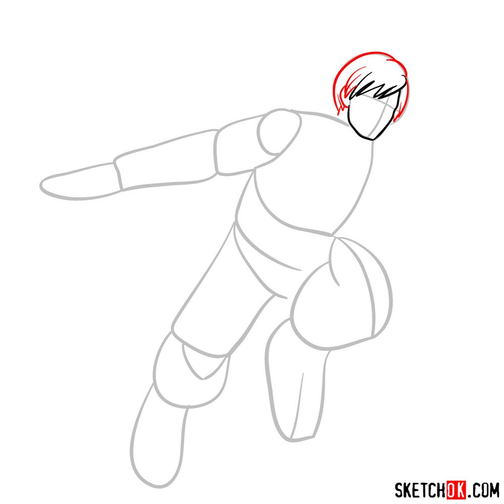 How to draw Tenya Ida in action pose - step 04