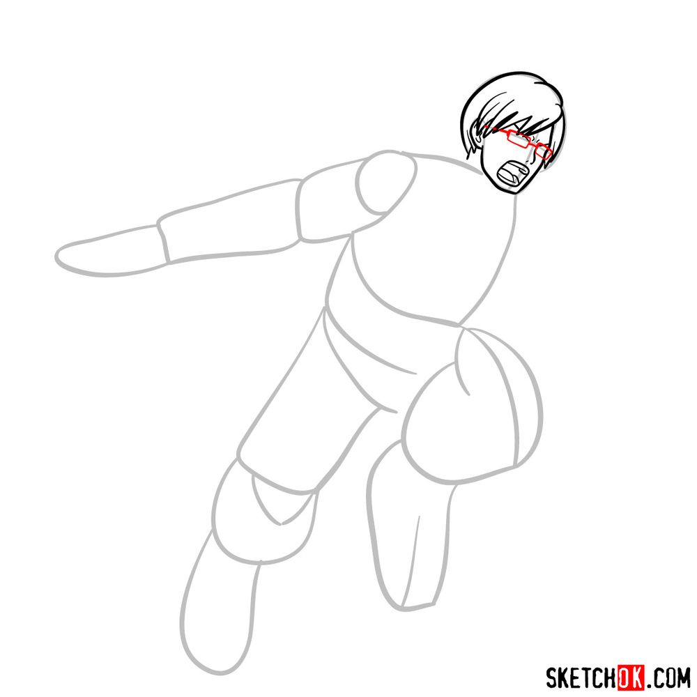 How to draw Tenya Ida in action pose - step 06