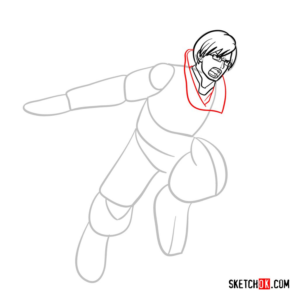 How to draw Tenya Ida in action pose - step 08