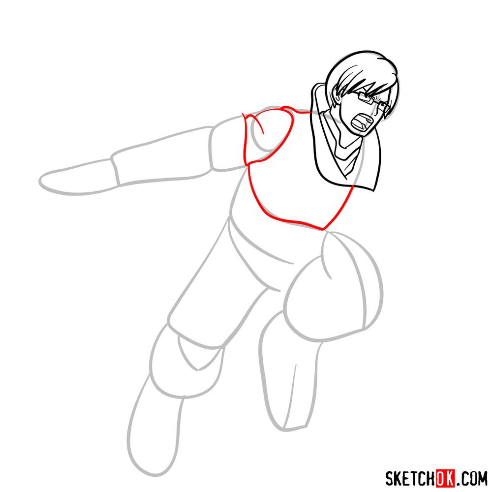How to draw Tenya Ida in action pose - step 09