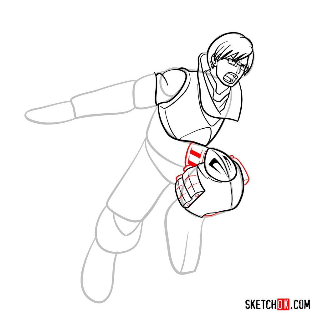 How to draw Tenya Ida in action pose - step 12