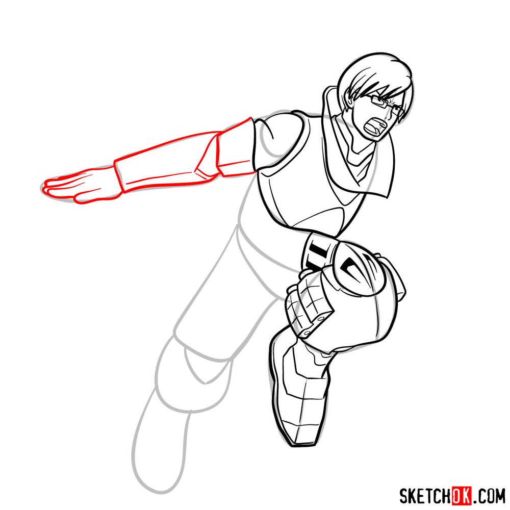 How to draw Tenya Ida in action pose - step 14