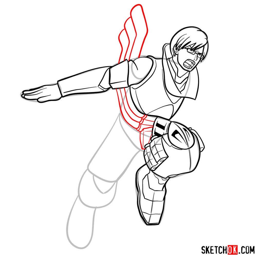 How to draw Tenya Ida in action pose - step 15