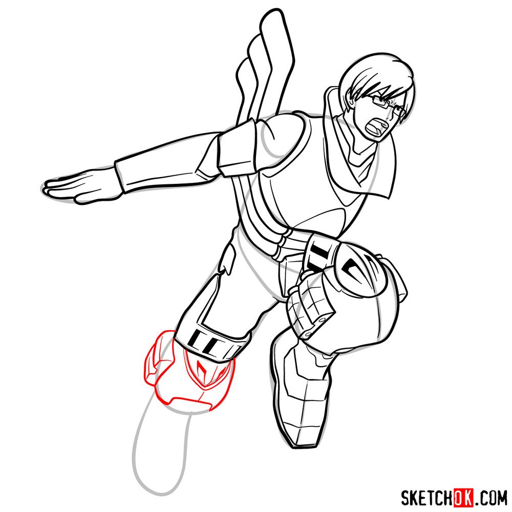 How to draw Tenya Ida in action pose - step 17