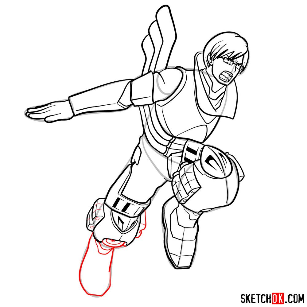 How to draw Tenya Ida in action pose - step 18