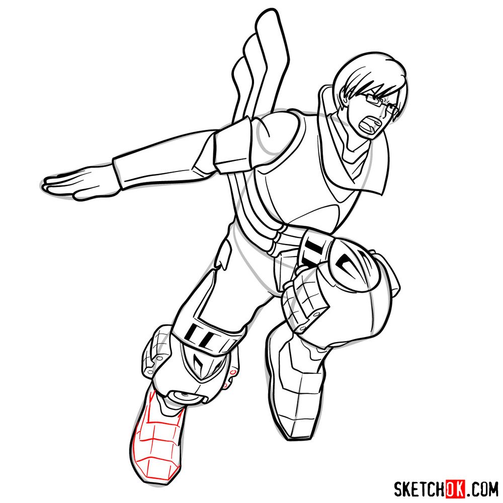 How to draw Tenya Ida in action pose - step 19
