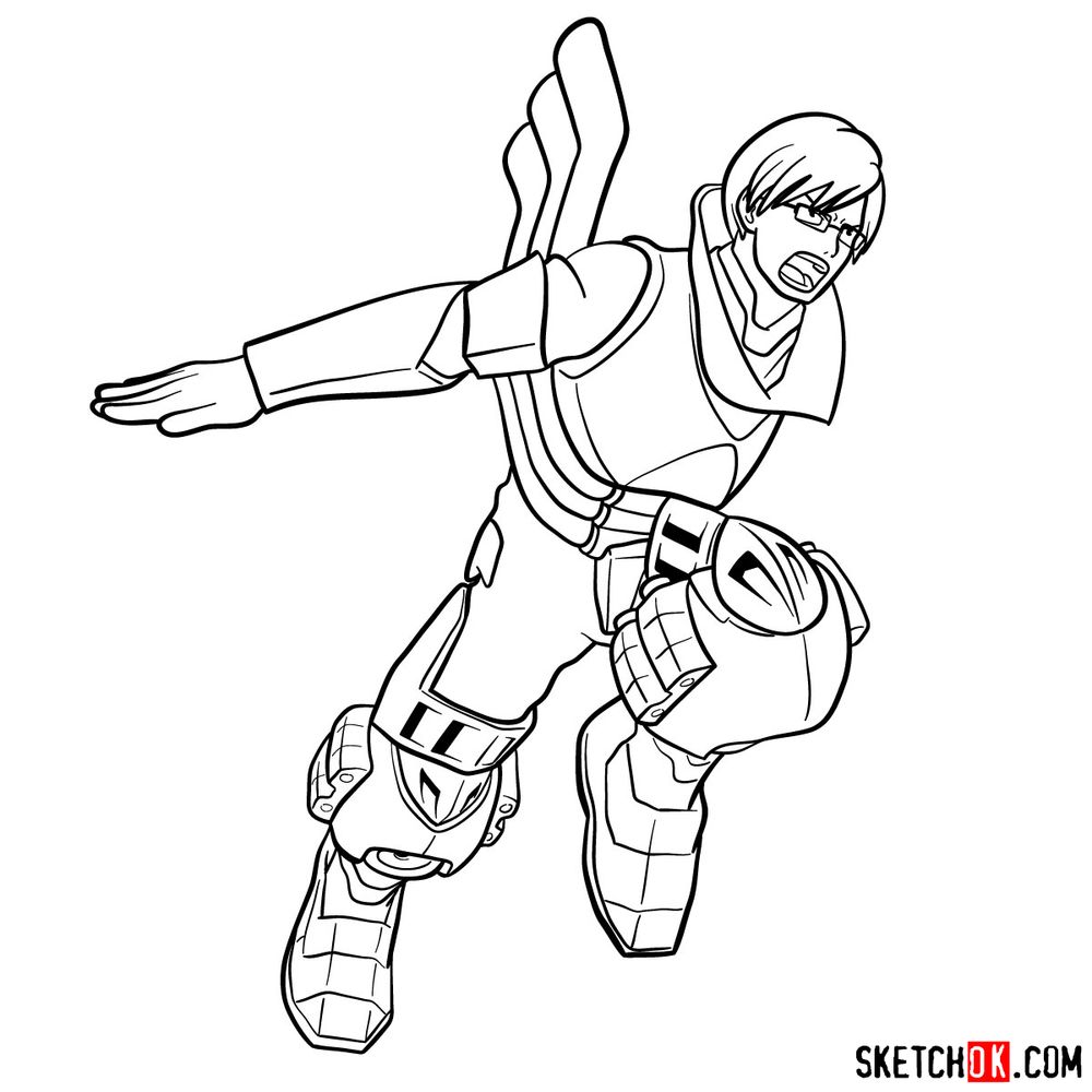 How to draw Tenya Ida in action pose - step 20