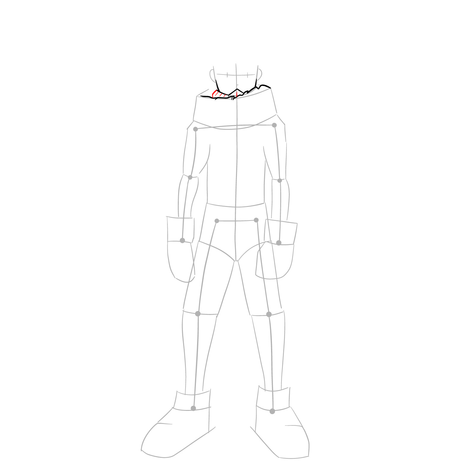How to draw Izuku in costume Epsilon without mask - step 06