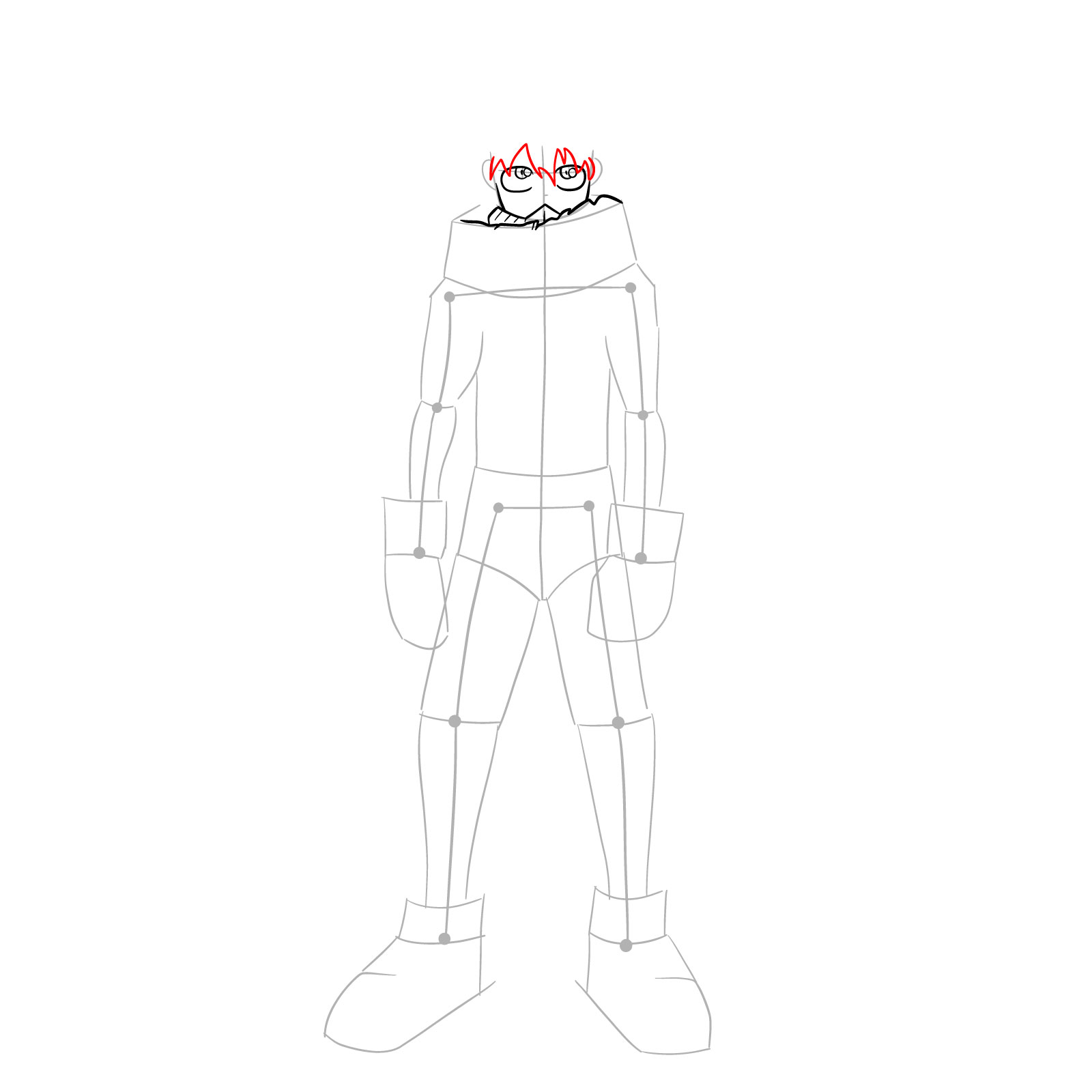 How to draw Izuku in costume Epsilon without mask - step 09