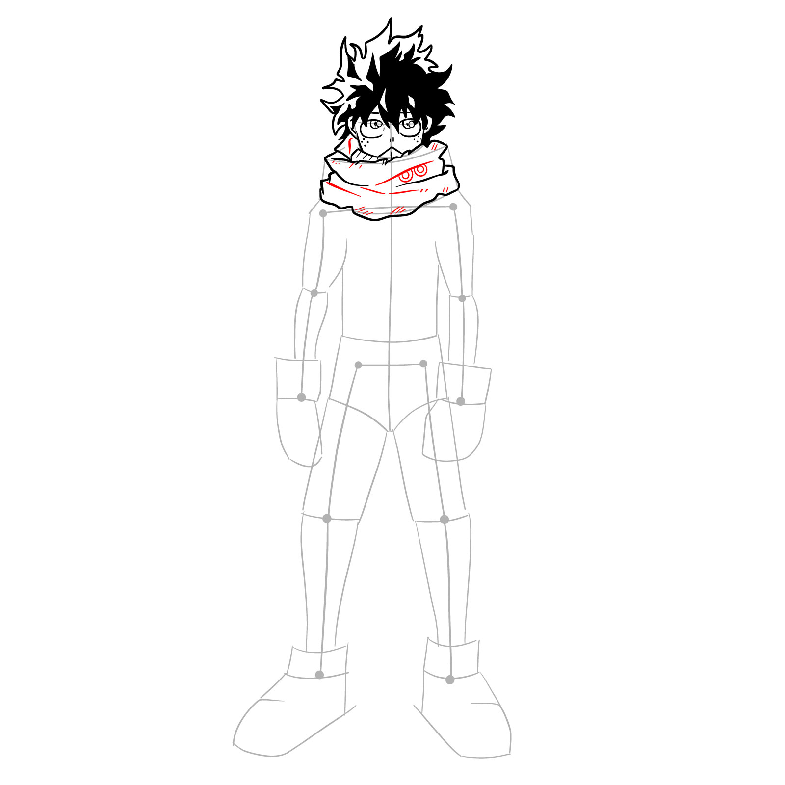 How to draw Izuku in costume Epsilon without mask - step 17