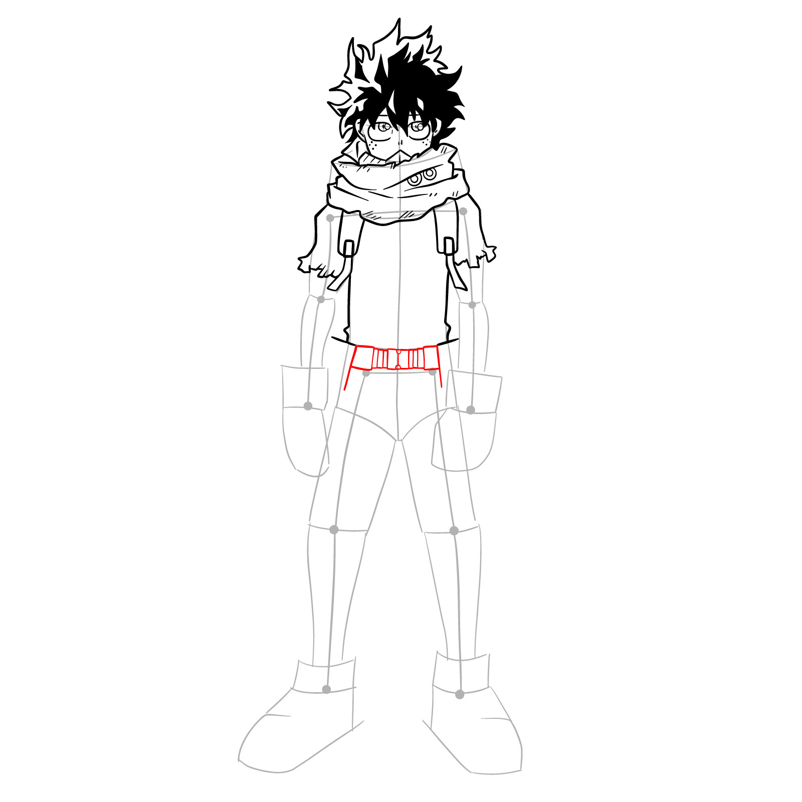 How to draw Izuku in costume Epsilon without mask - step 21