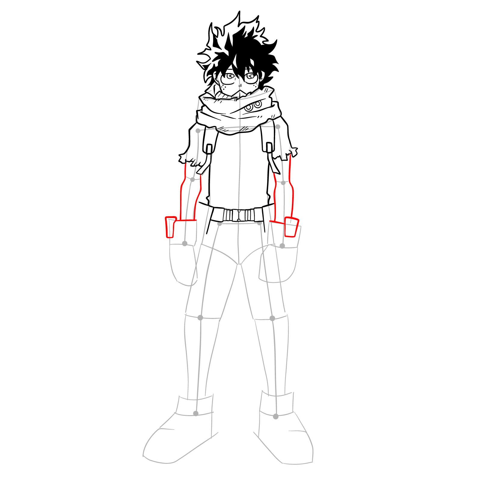 How to draw Izuku in costume Epsilon without mask - step 22