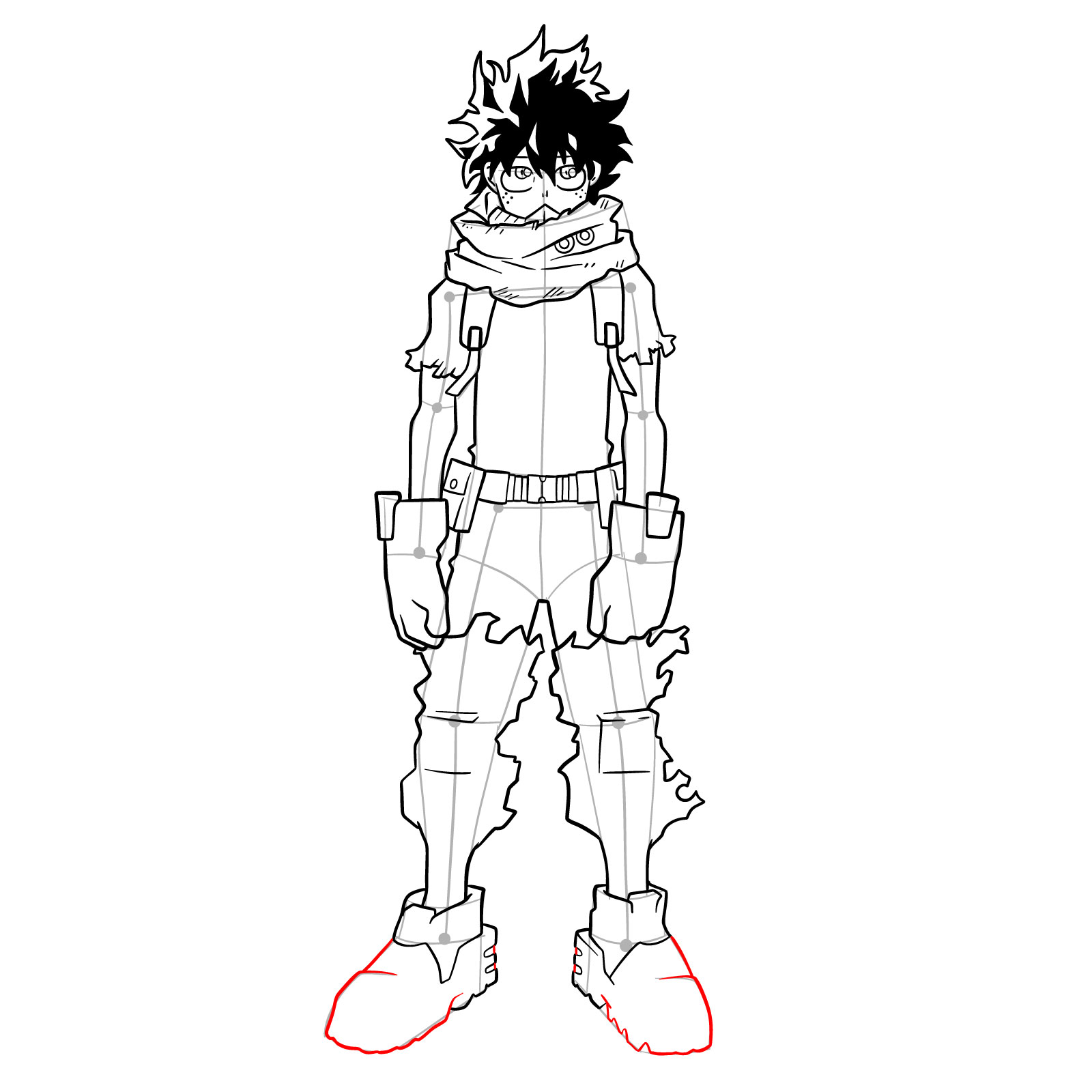 How to draw Izuku in costume Epsilon without mask - step 31