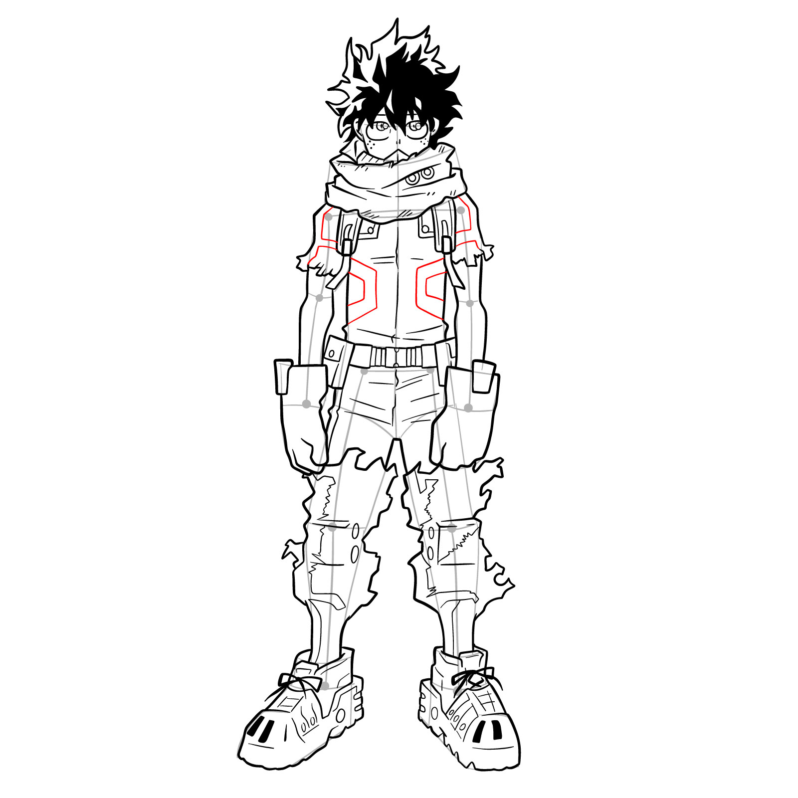 How to draw Izuku in costume Epsilon without mask - step 36