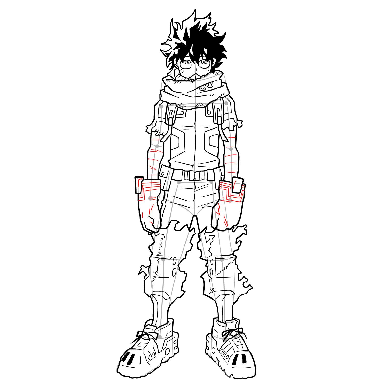 How to draw Izuku in costume Epsilon without mask - step 37