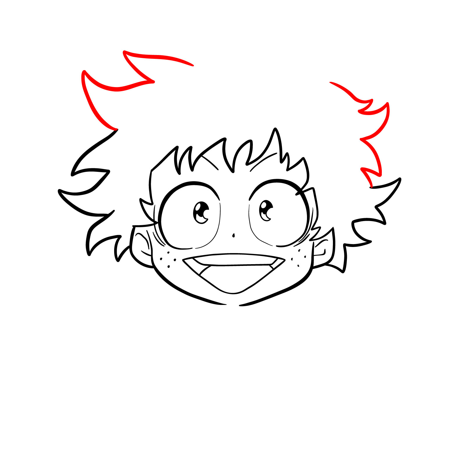 How to draw How to draw Izuku's child face - step 14