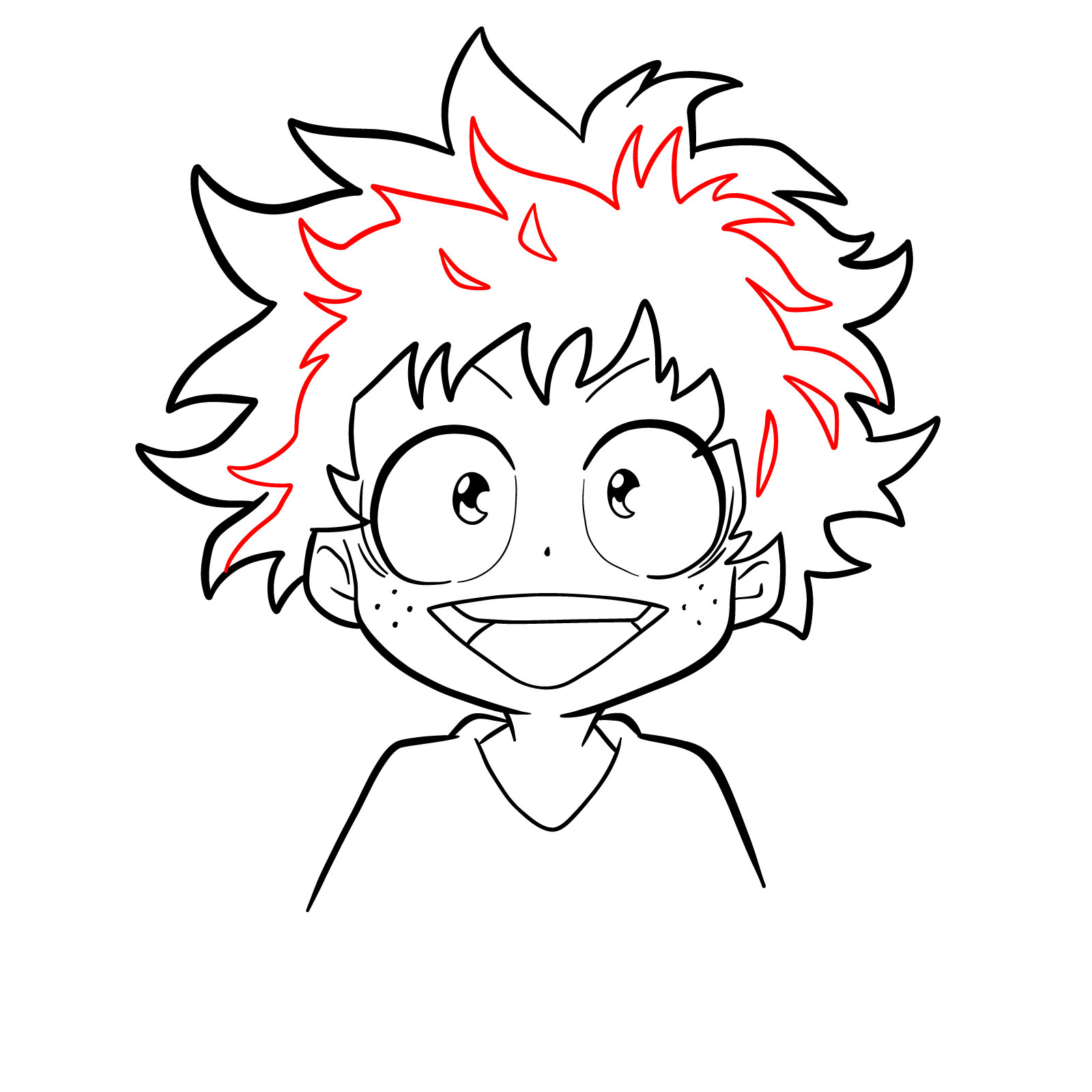 How to draw How to draw Izuku's child face - step 19