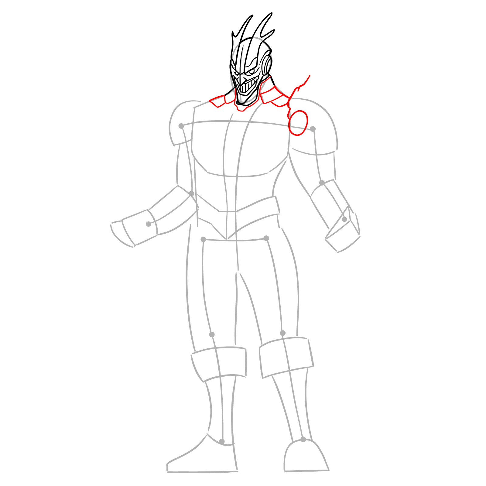 Learn How to Draw Armored All Might in Detailed Steps - step 10