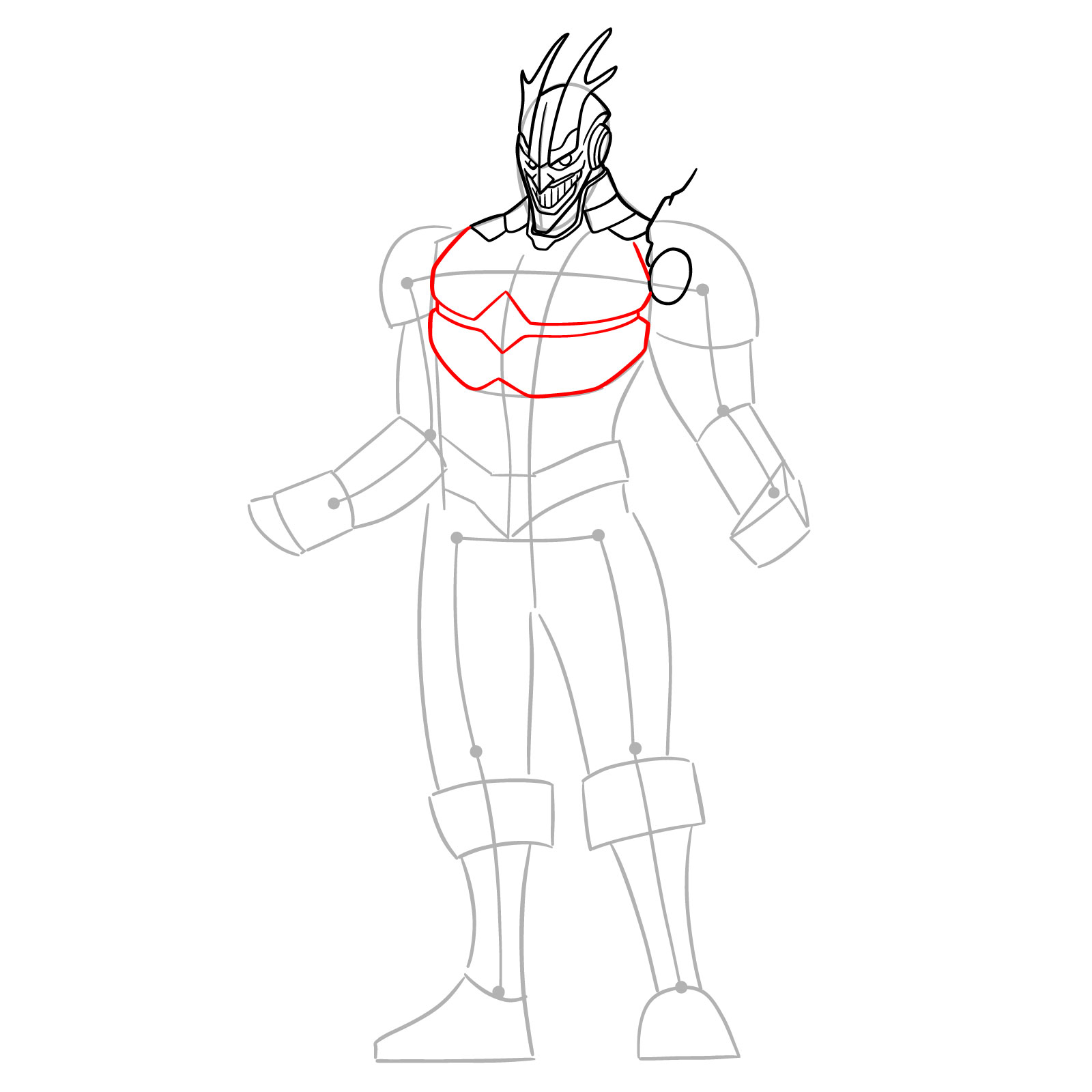 Learn How to Draw Armored All Might in Detailed Steps - step 11