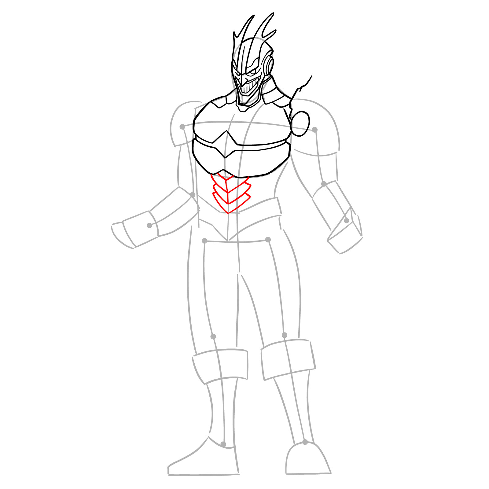 Learn How to Draw Armored All Might in Detailed Steps - step 12