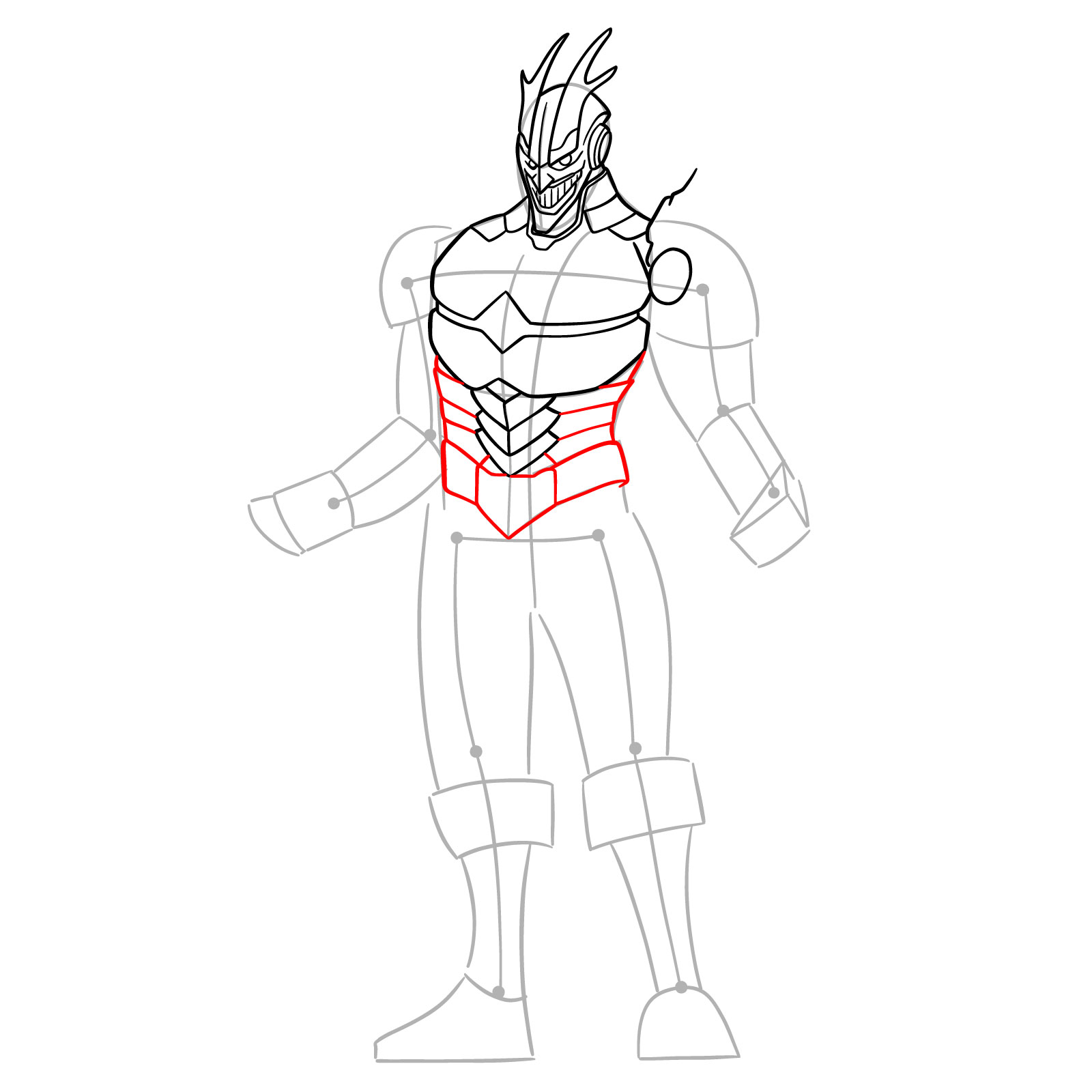 Learn How to Draw Armored All Might in Detailed Steps - step 13