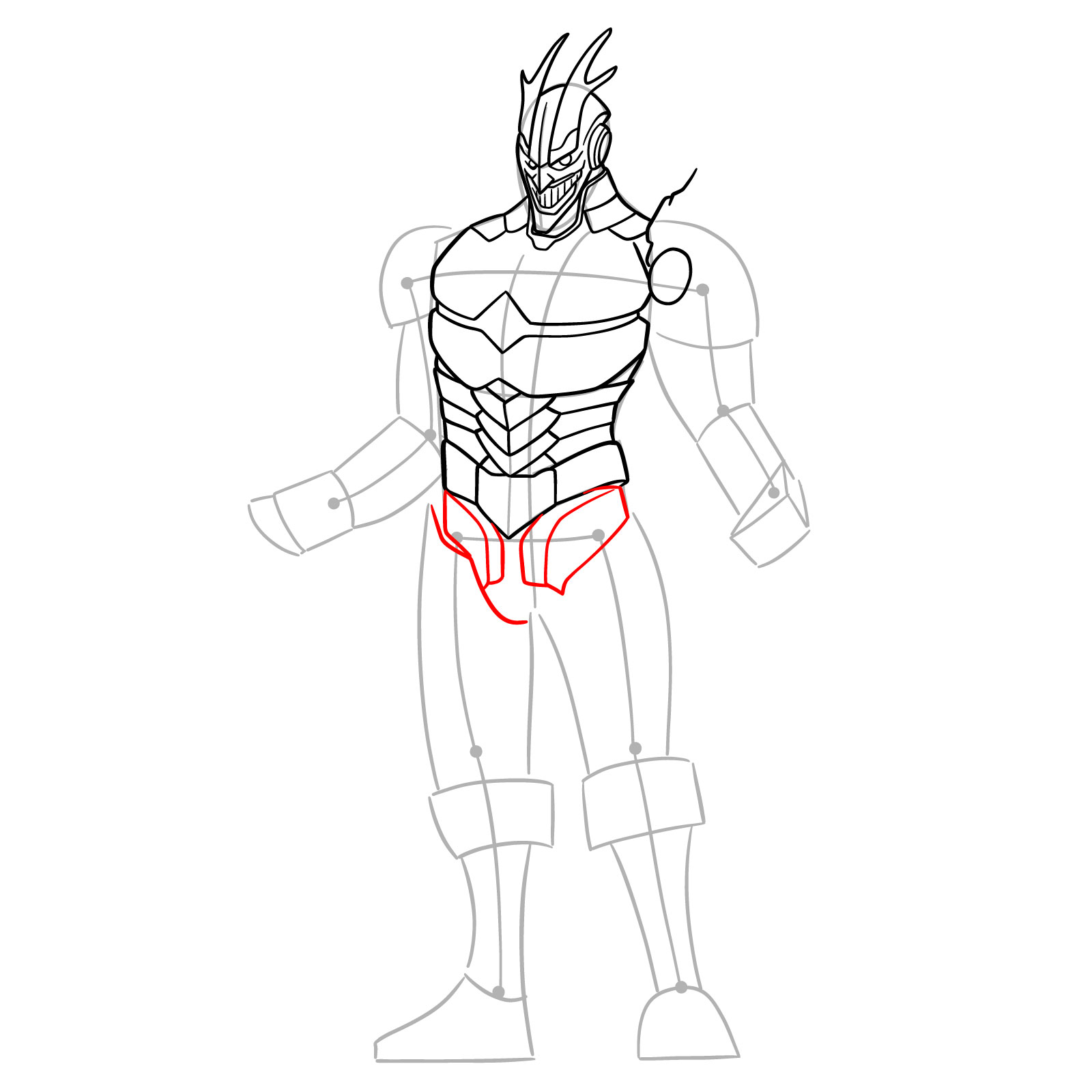 Learn How to Draw Armored All Might in Detailed Steps - step 14