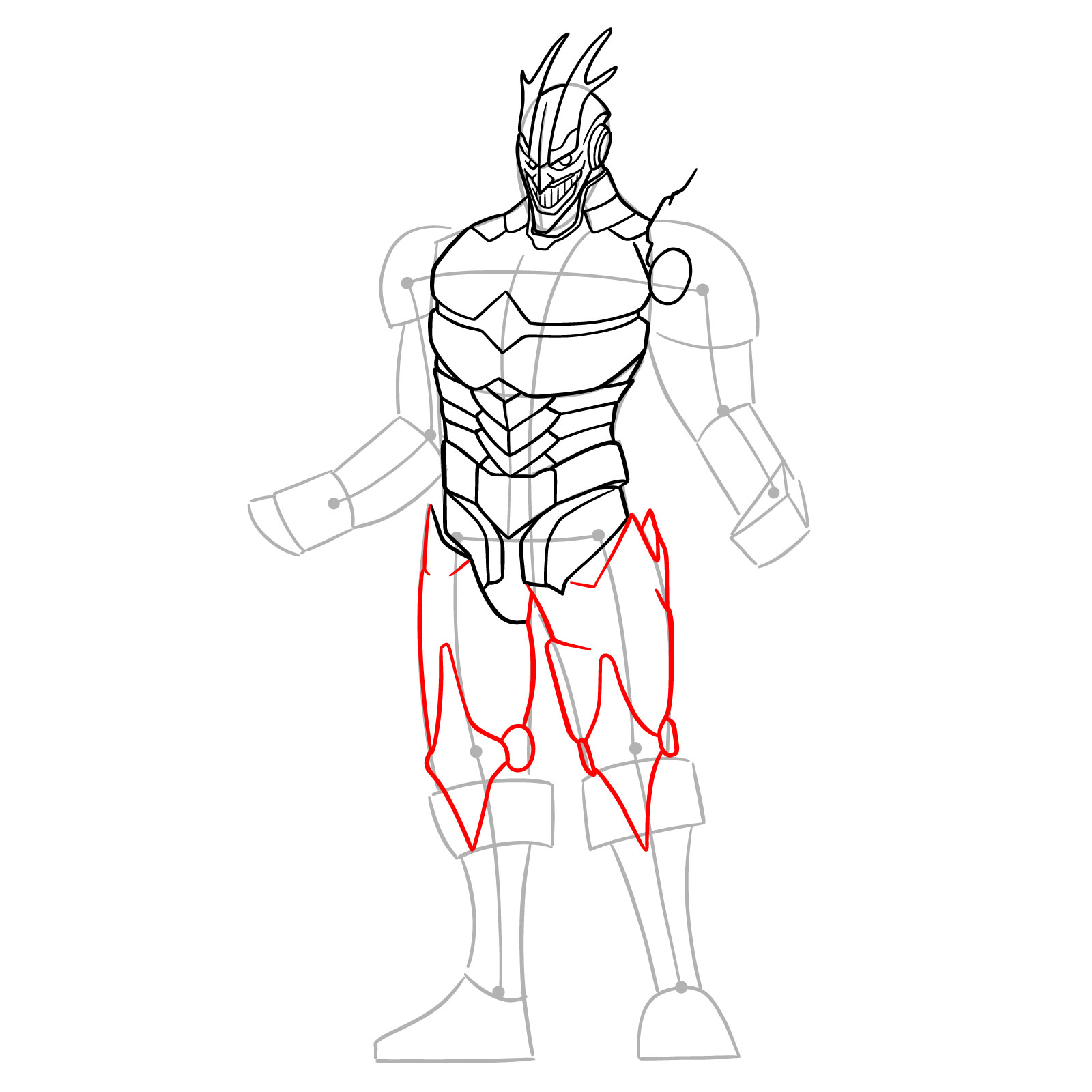 Learn How to Draw Armored All Might in Detailed Steps - step 15