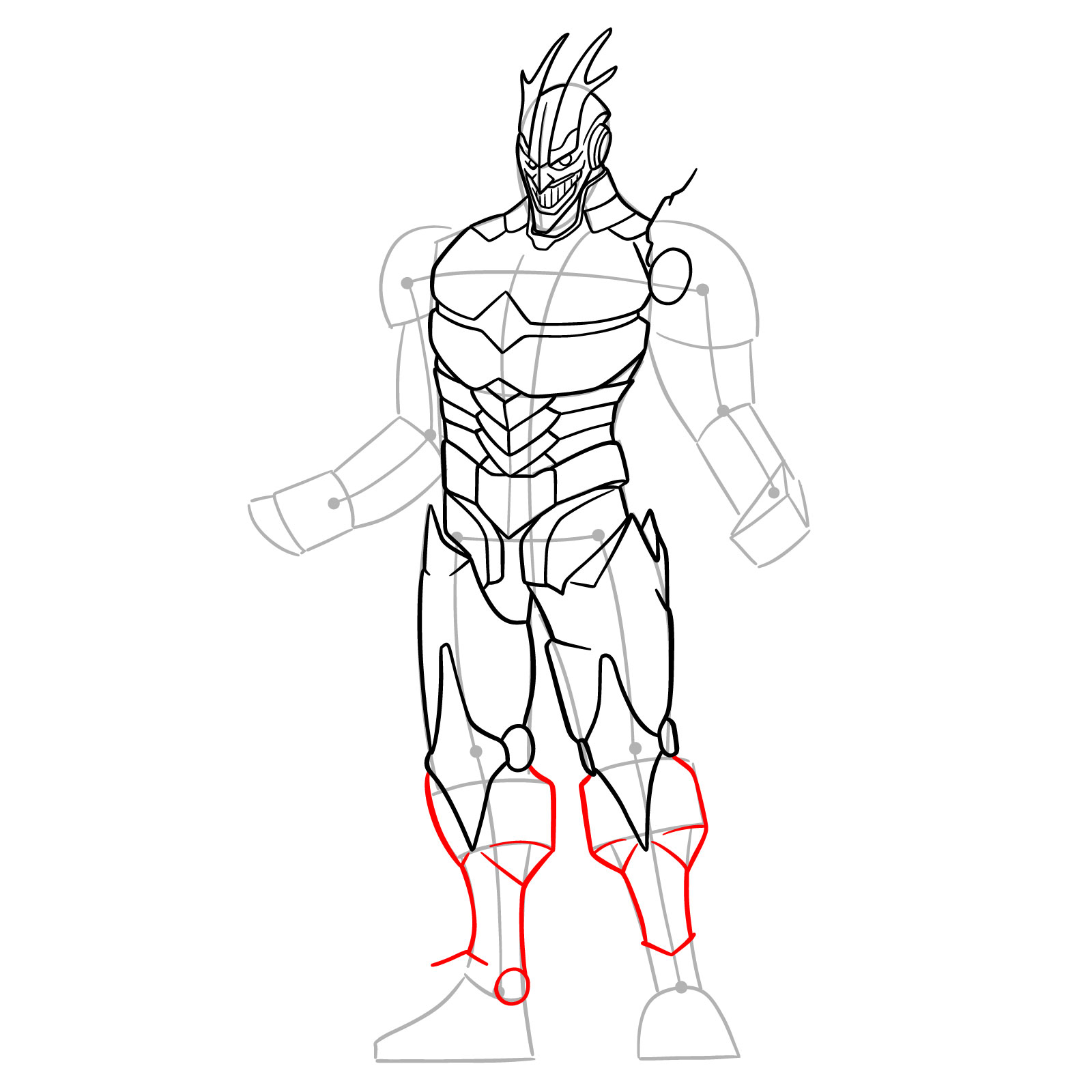 Learn How to Draw Armored All Might in Detailed Steps - step 16