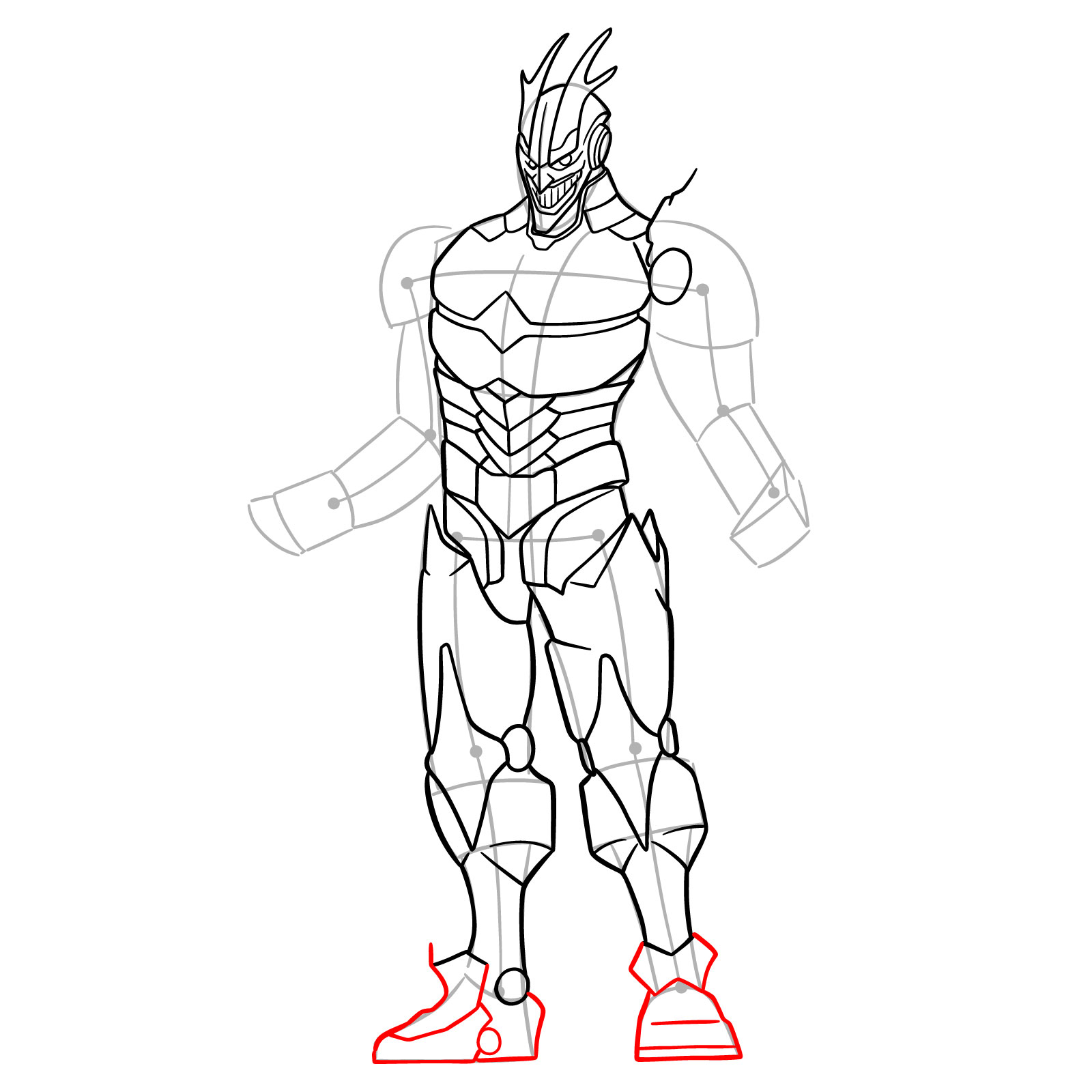 Learn How to Draw Armored All Might in Detailed Steps - step 17