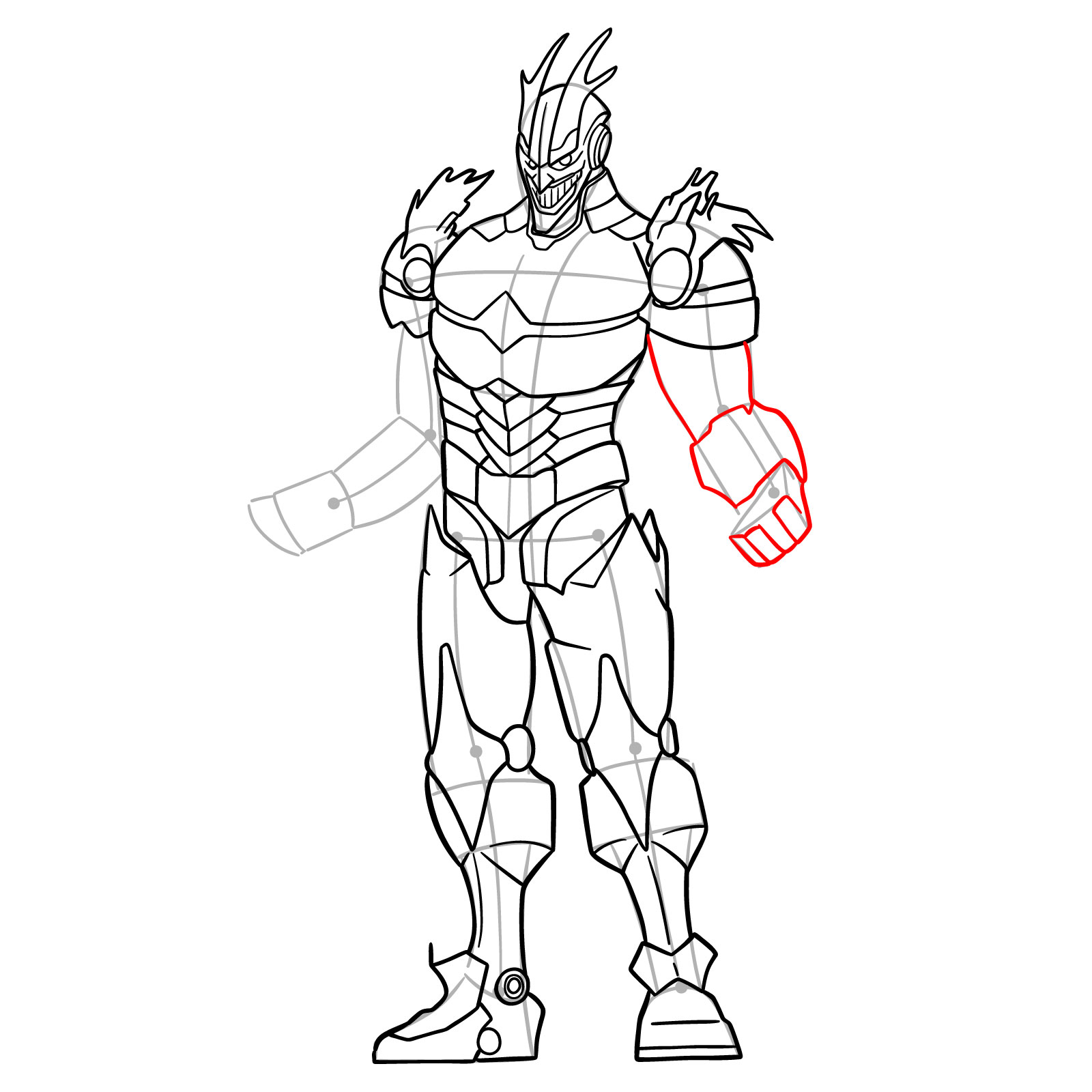 Learn How to Draw Armored All Might in Detailed Steps - step 20