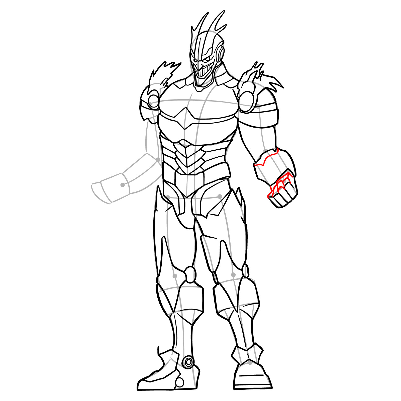 Learn How to Draw Armored All Might in Detailed Steps - step 21