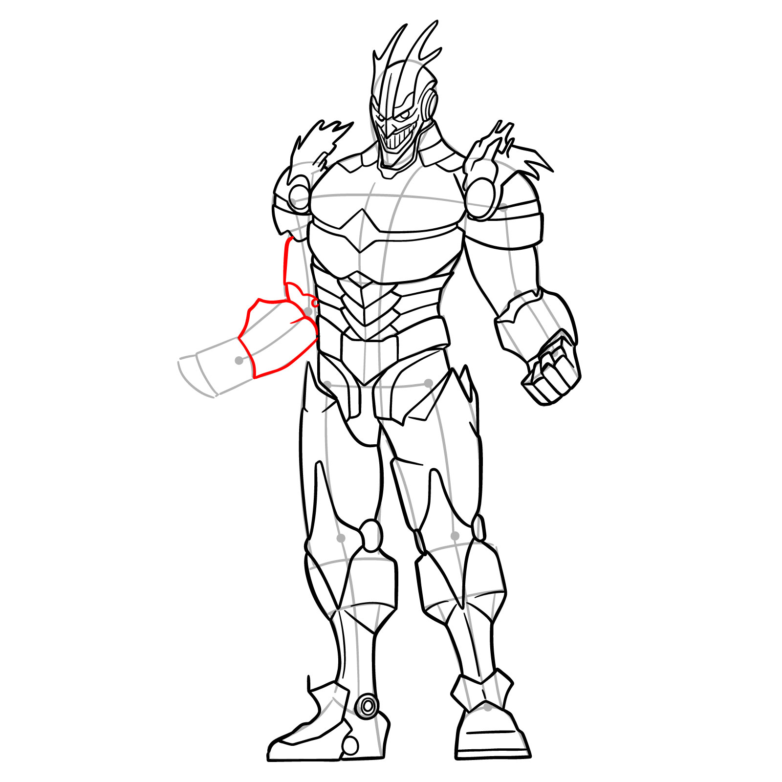 Learn How to Draw Armored All Might in Detailed Steps - step 22