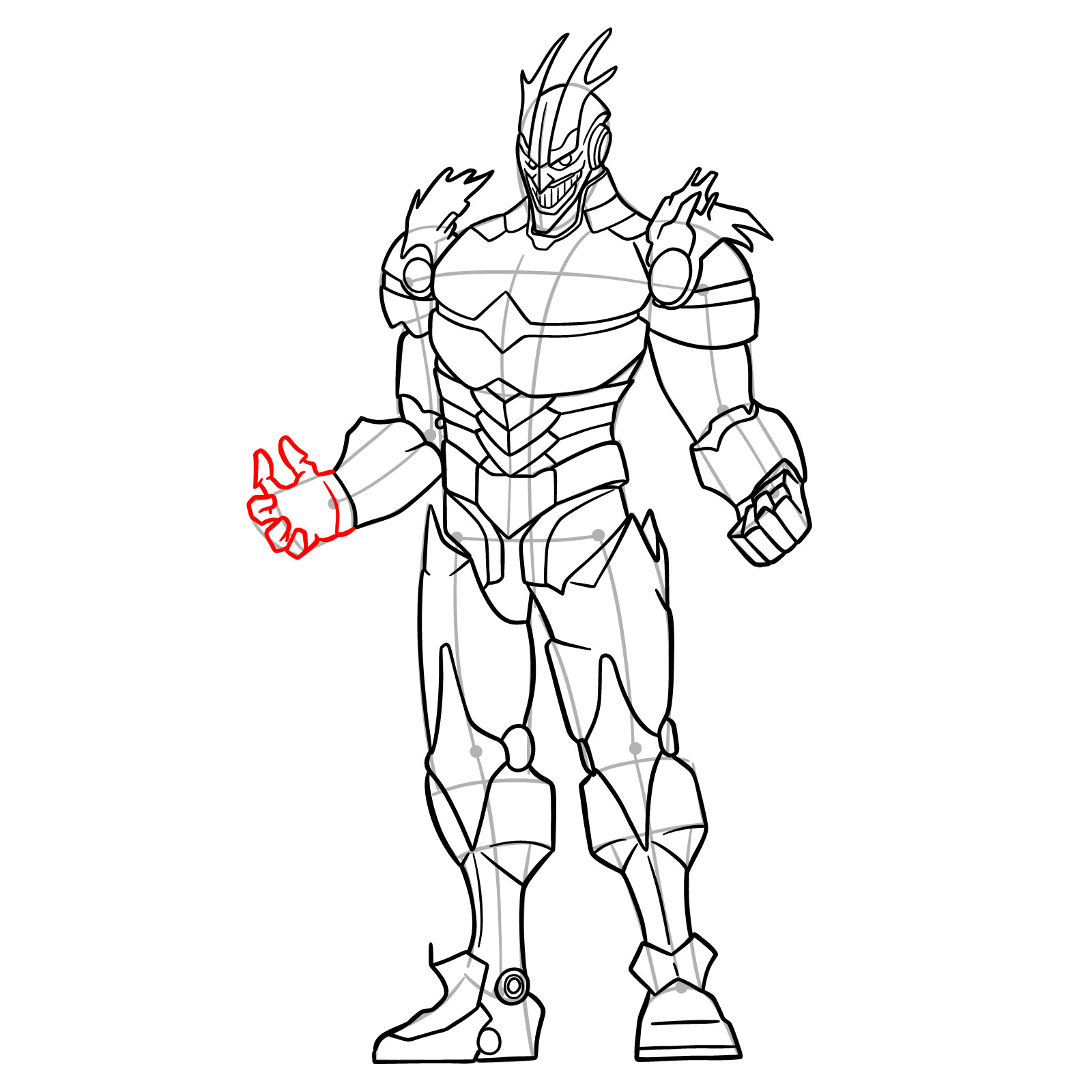 Learn How to Draw Armored All Might in Detailed Steps - step 23