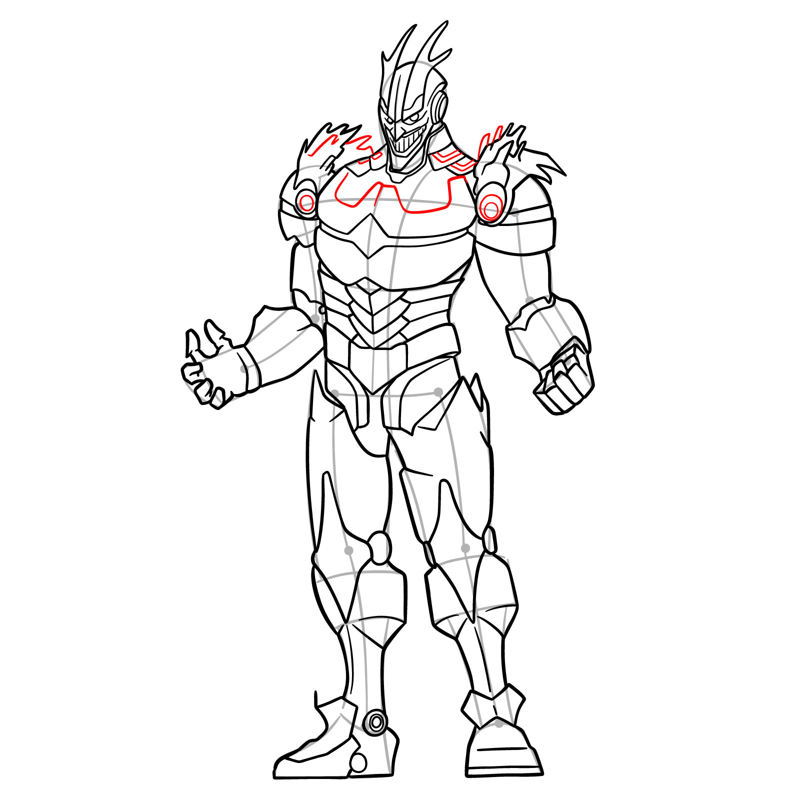 Learn How to Draw Armored All Might in Detailed Steps - step 24