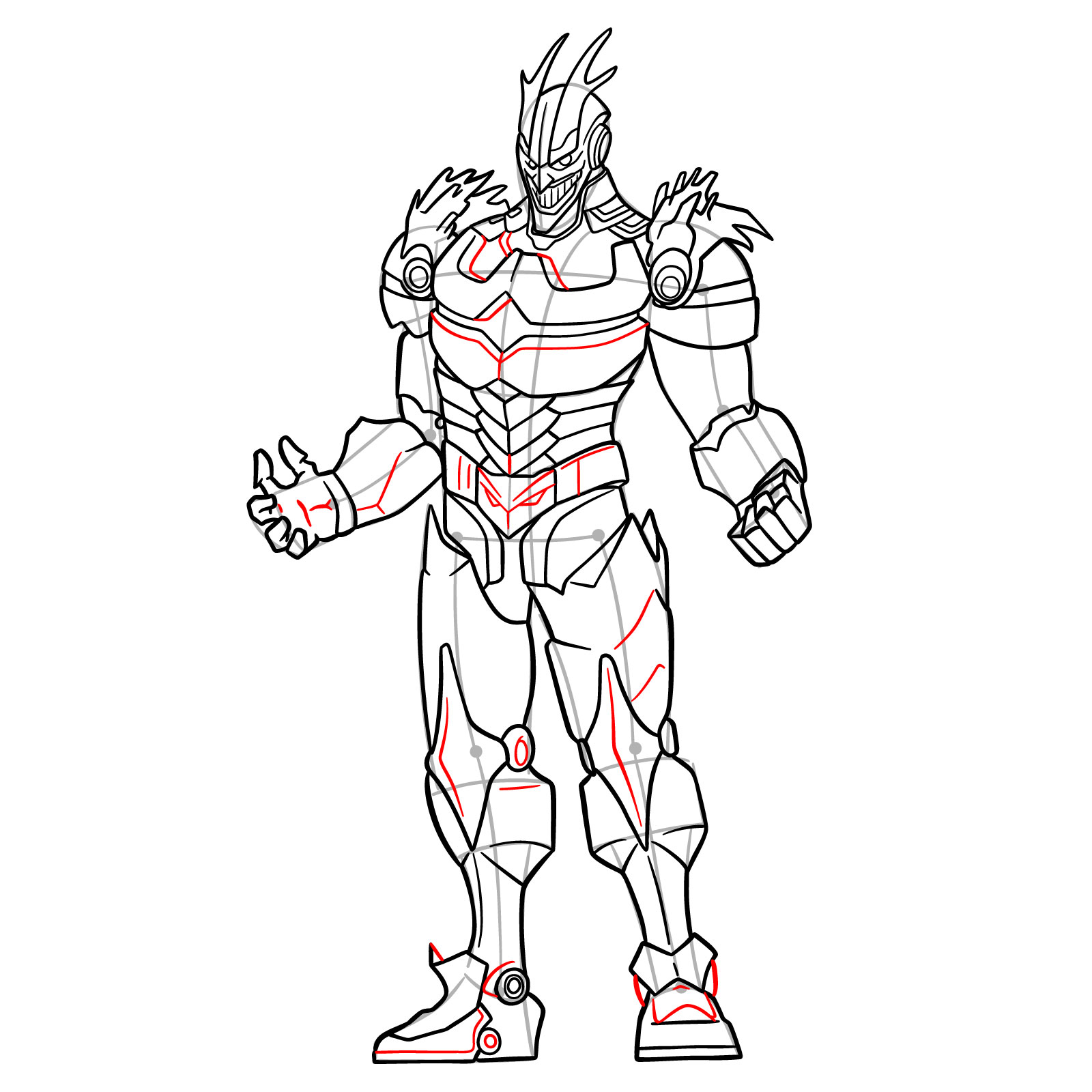 Learn How to Draw Armored All Might in Detailed Steps - step 25