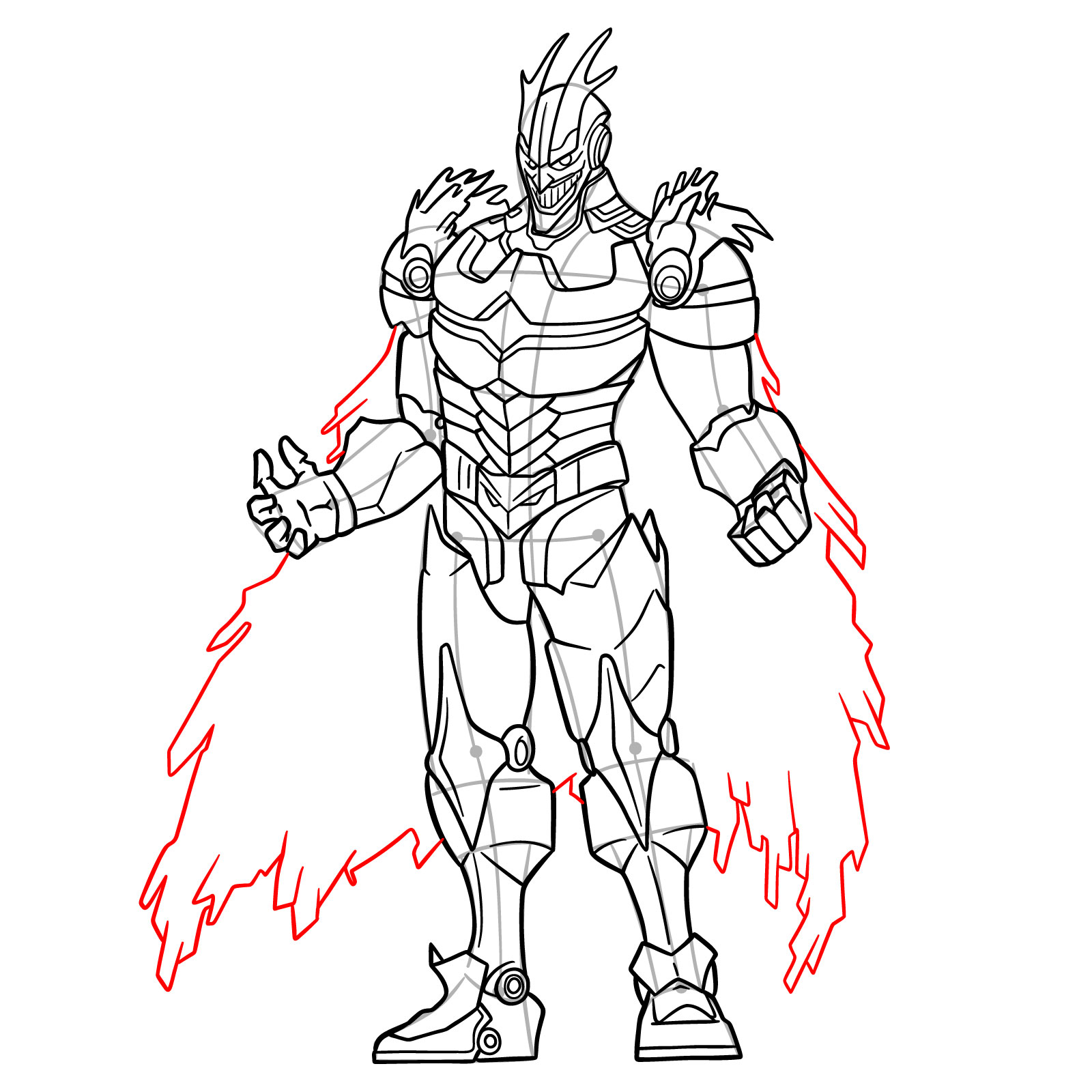 Learn How to Draw Armored All Might in Detailed Steps - step 26