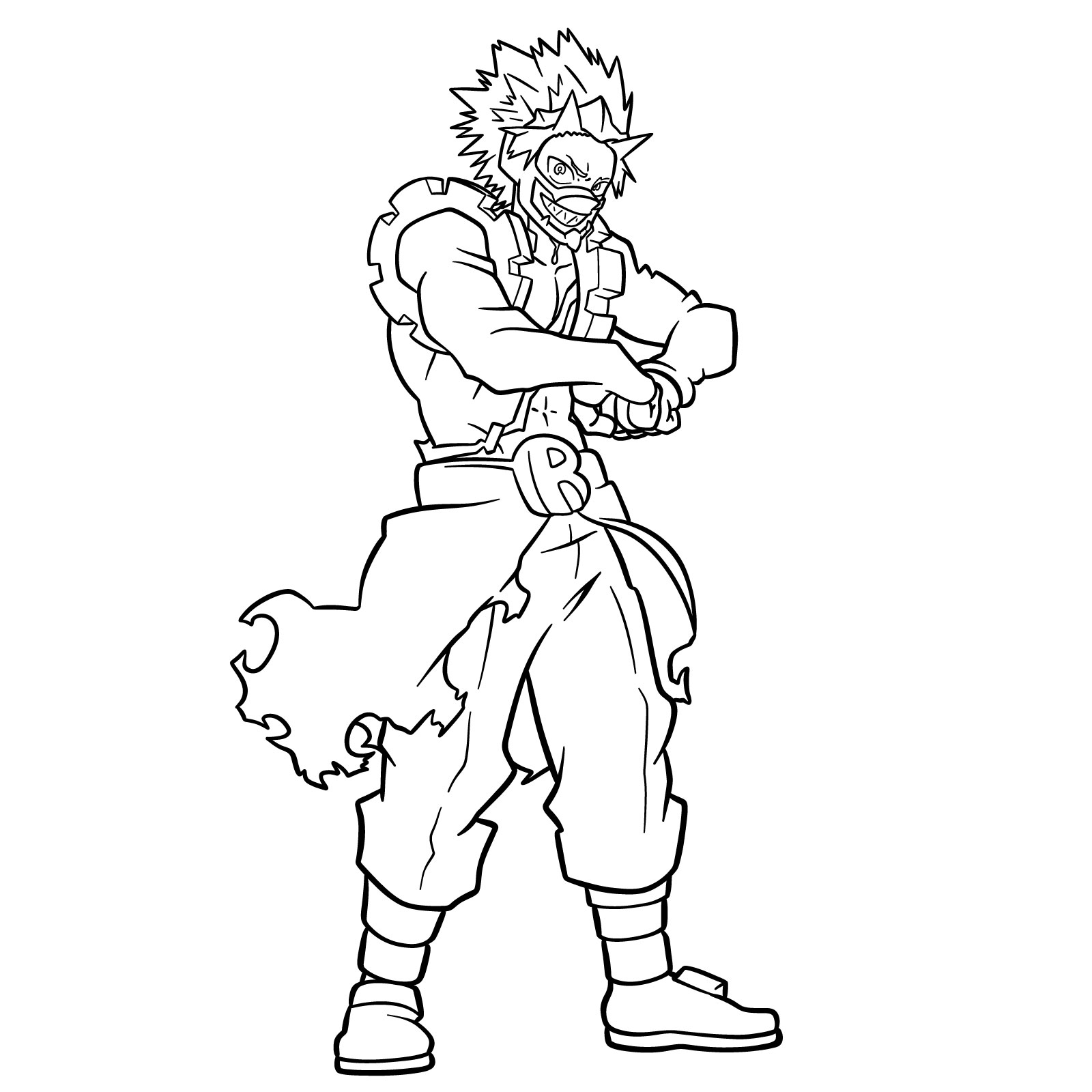 Detailed Instructions for Drawing Red Riot from MHA Full Body - final step