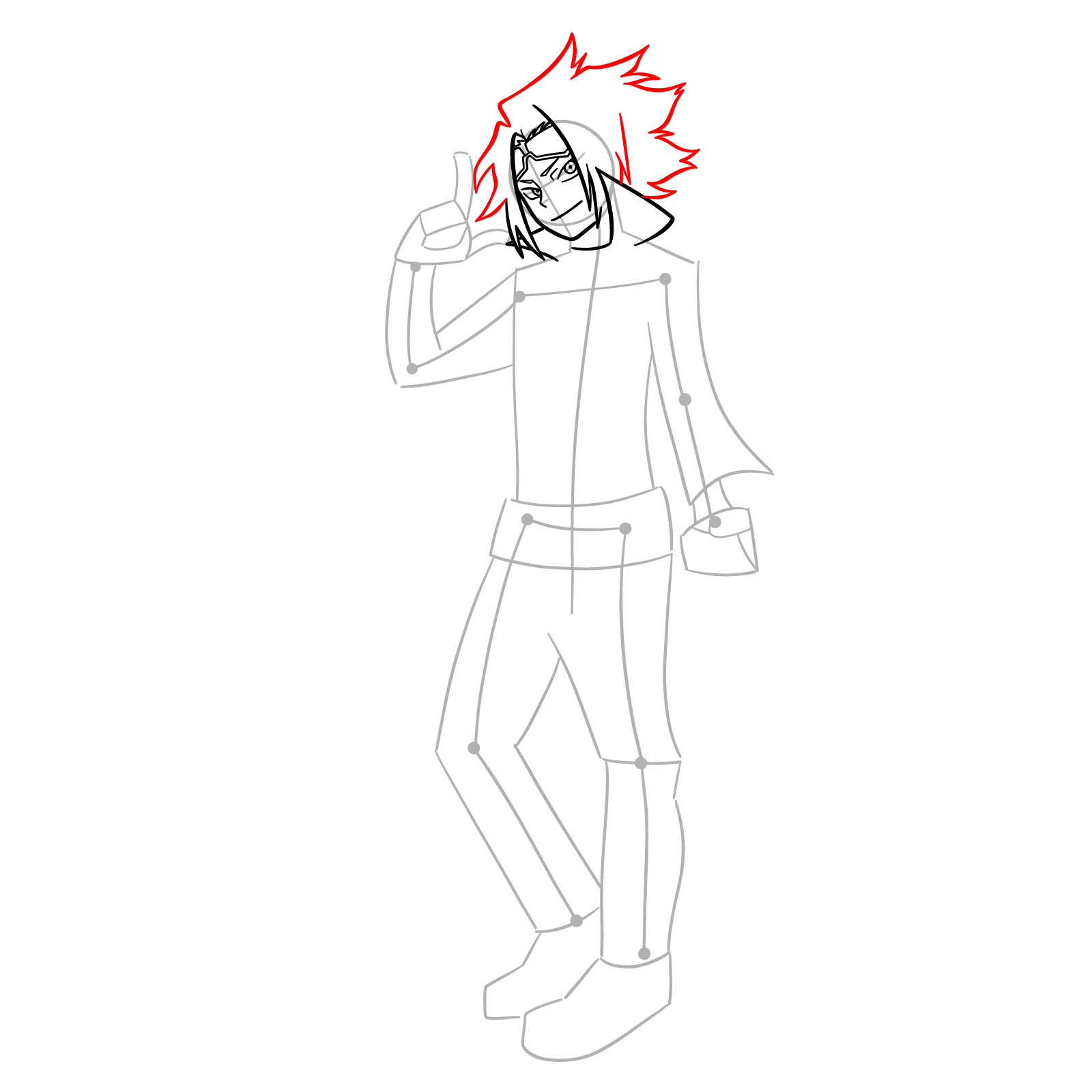 Learn to Draw Denki Kaminari – MHA Hero - step 07