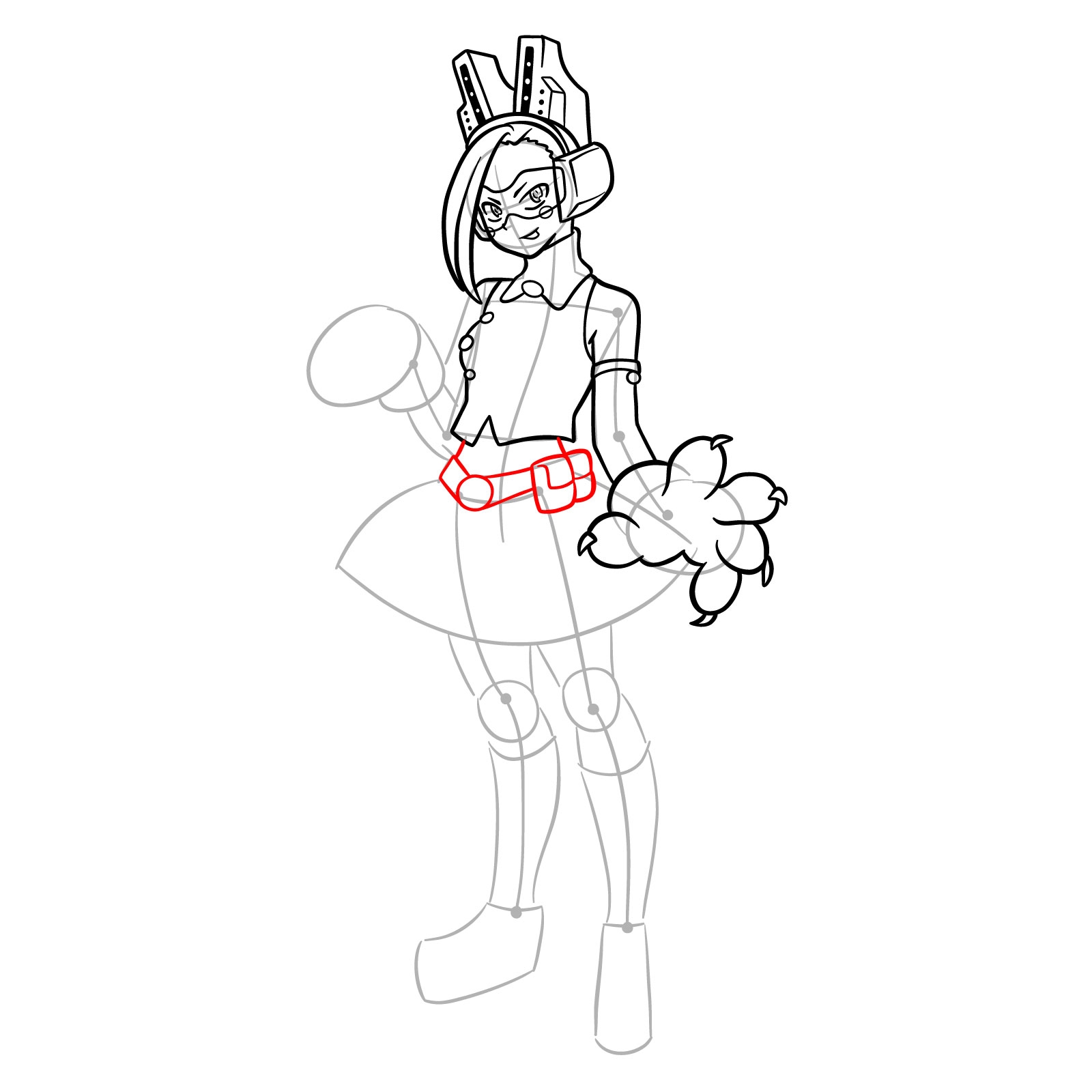 How to Draw Pixie-Bob from MHA - step 17