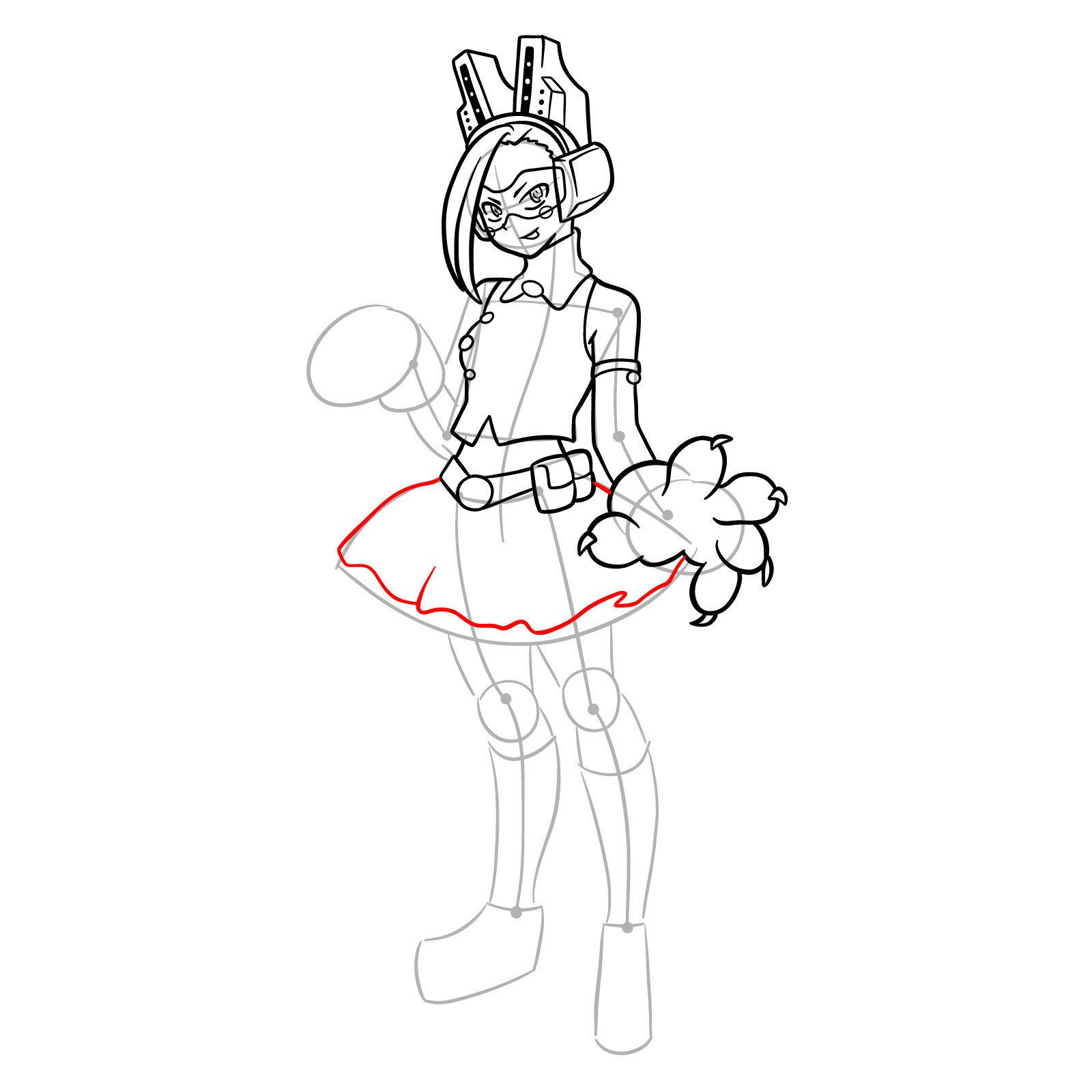How to Draw Pixie-Bob from MHA - step 18