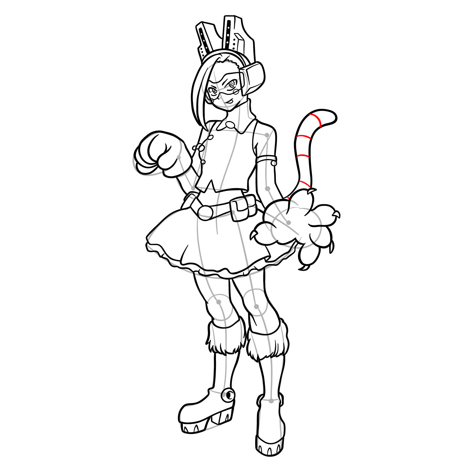 How to Draw Pixie-Bob from MHA - step 27