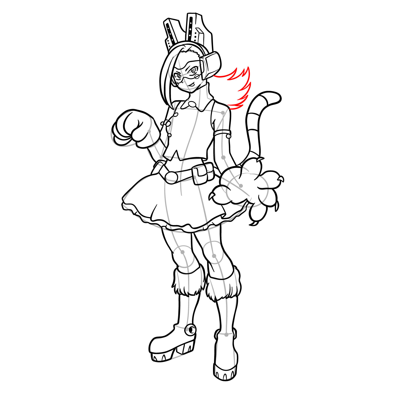 How to Draw Pixie-Bob from MHA - step 28