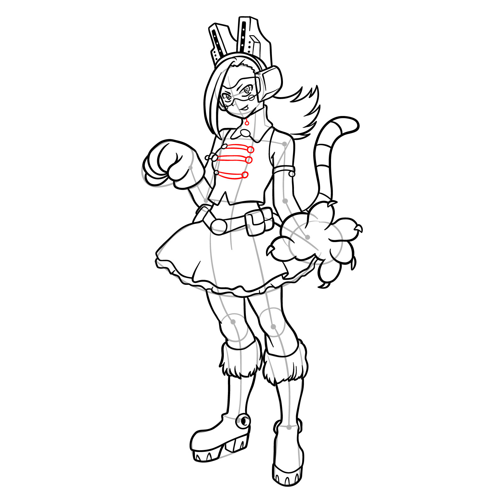 How to Draw Pixie-Bob from MHA - step 29
