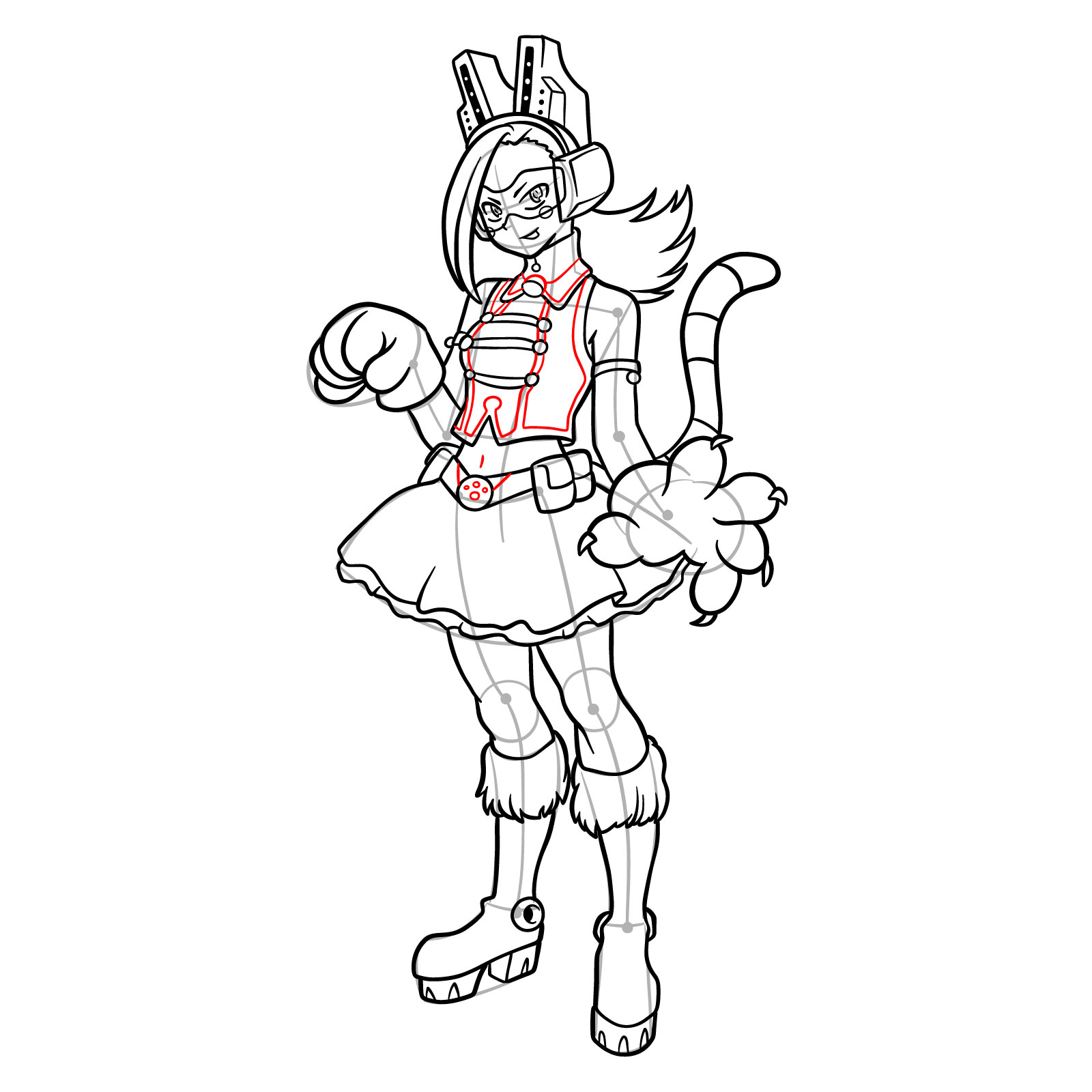 How to Draw Pixie-Bob from MHA - step 30