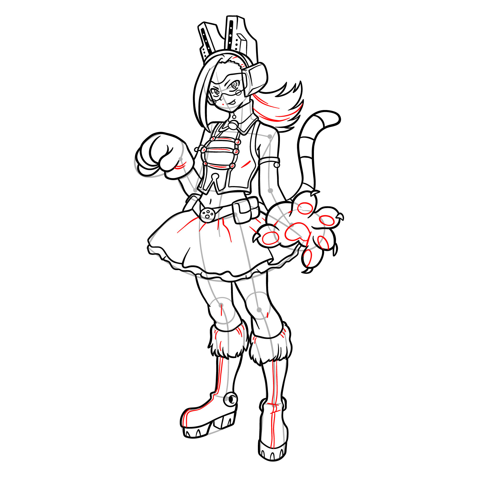 How to Draw Pixie-Bob from MHA - step 31