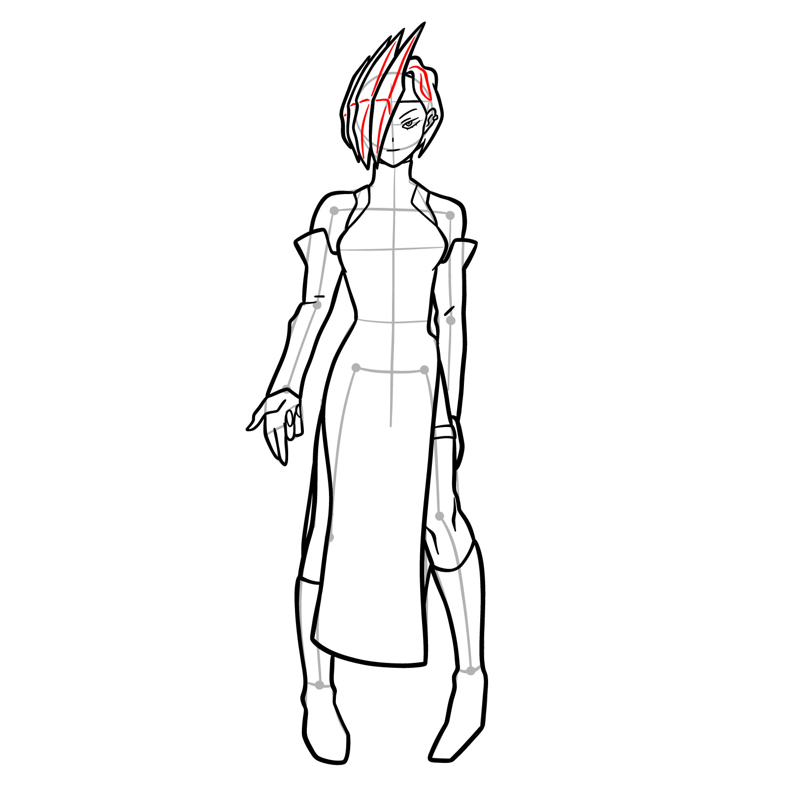 How to Draw Ryuko Tatsuma in Her Hero Costume - step 18