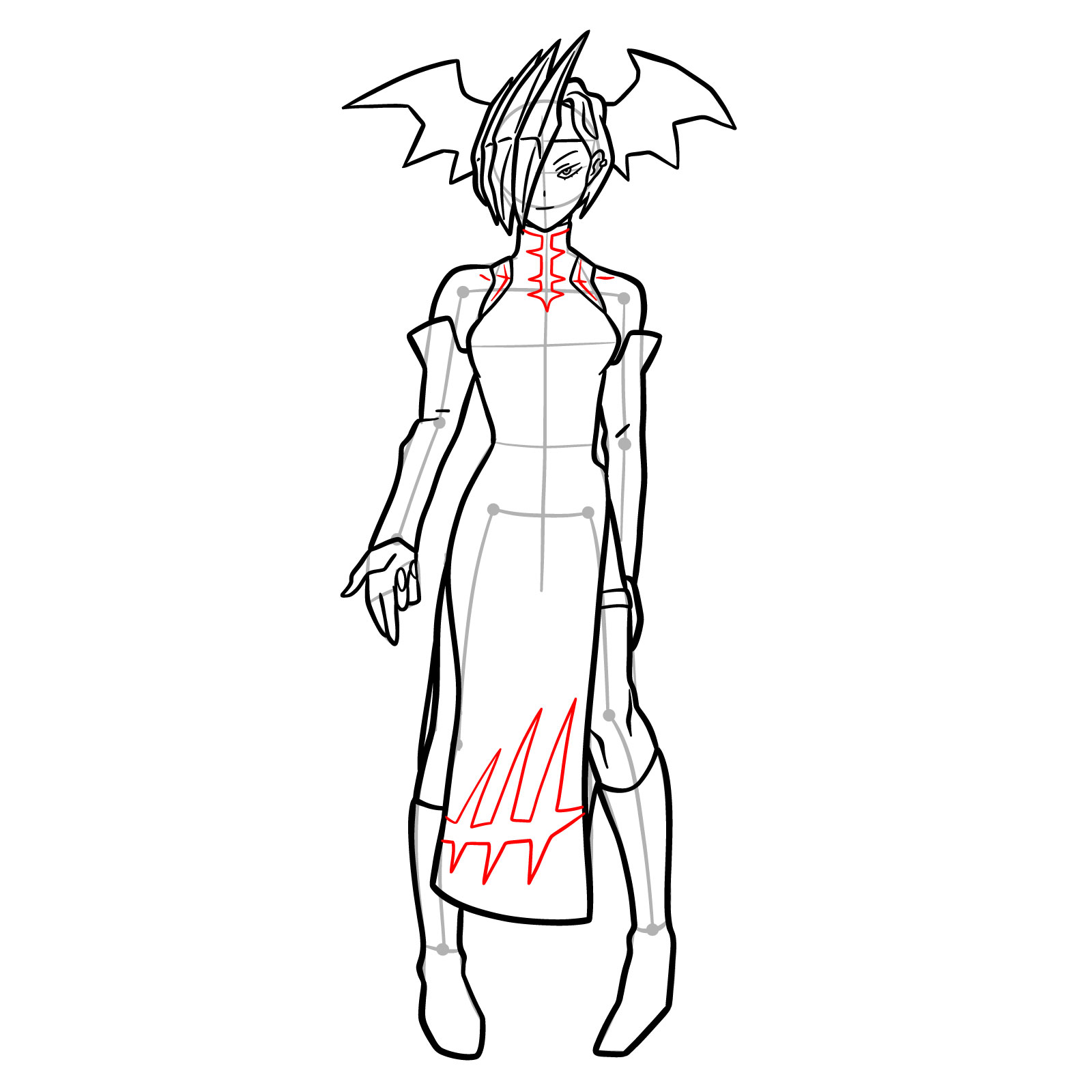 How to Draw Ryuko Tatsuma in Her Hero Costume - step 20