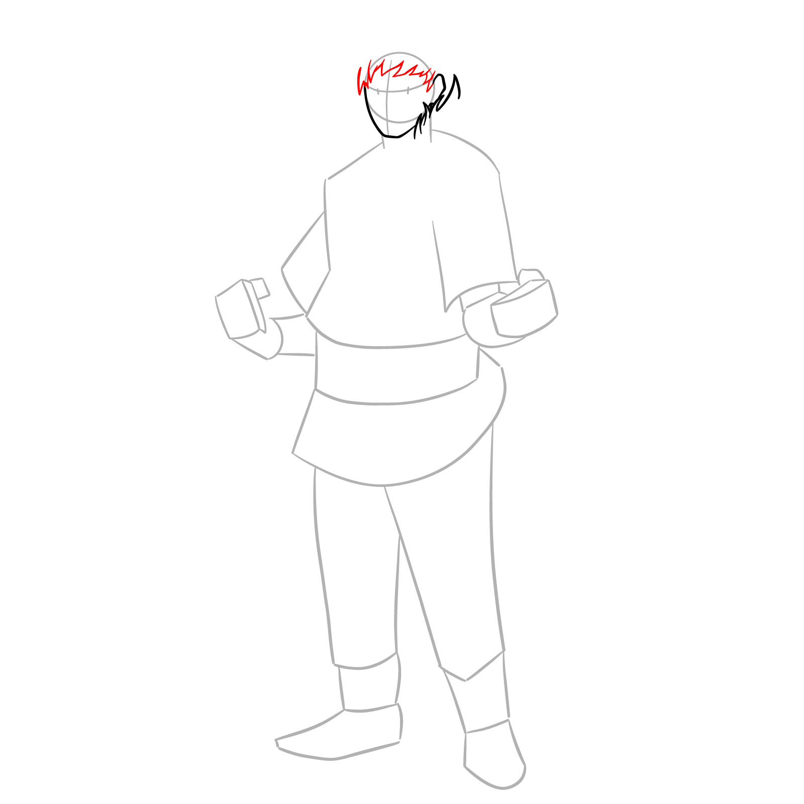 How to Draw Ojiro from MHA - step 05