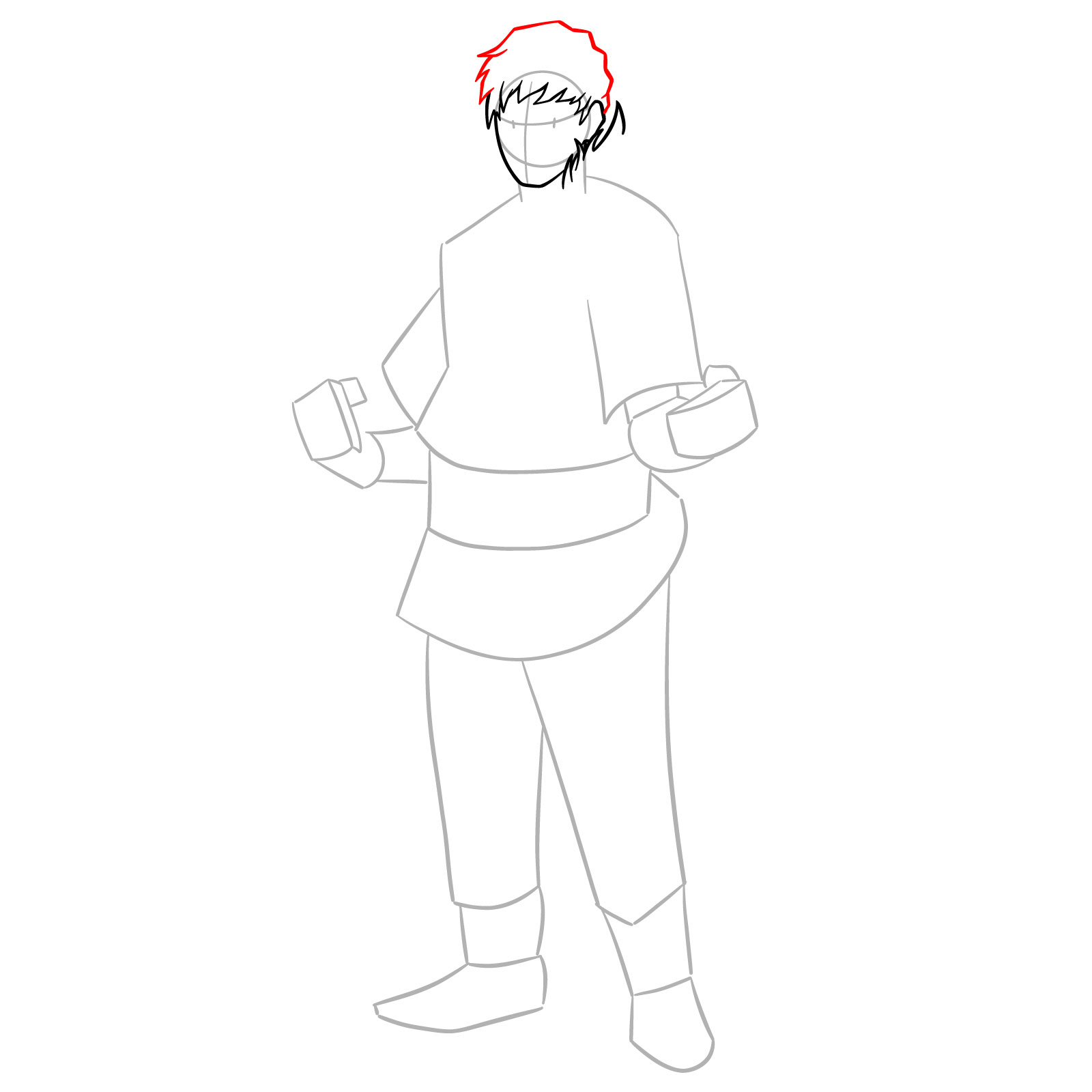 How to Draw Ojiro from MHA - step 06