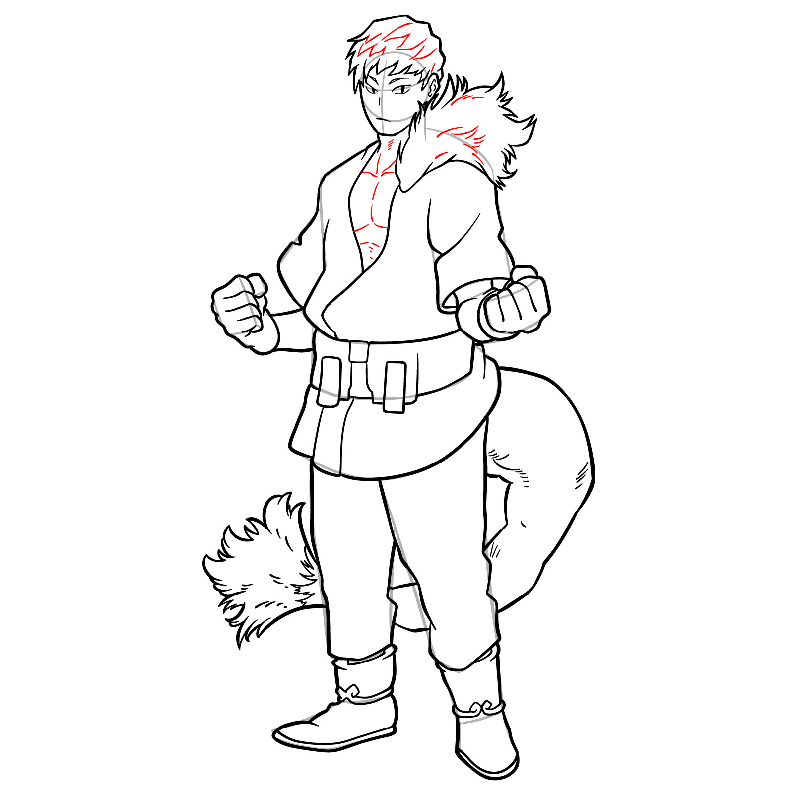 How to Draw Ojiro from MHA - step 22
